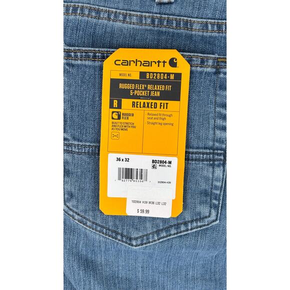 Carhartt Rugged Flex Relaxed Fit 5 Pocket Denim Jeans Mens Size 36x32 New BD2804 - Picture 5 of 8